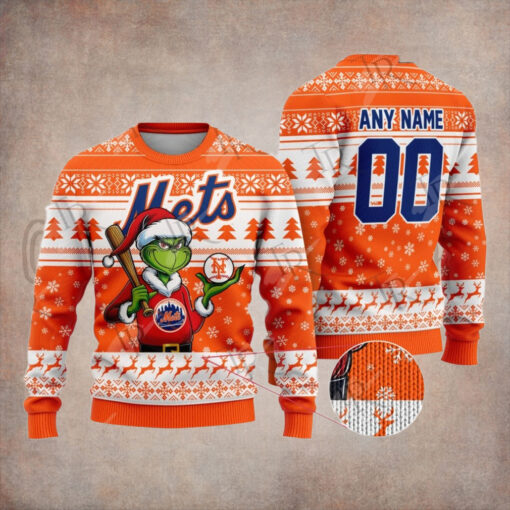 MLB New York Mets Grinch Christmas Sweater Design