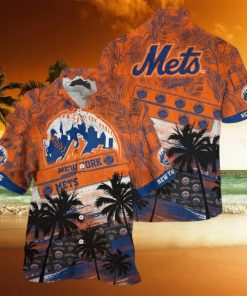 MLB New York Mets Hawaiian Shirt Palm Tree Pattern For Fans Sports