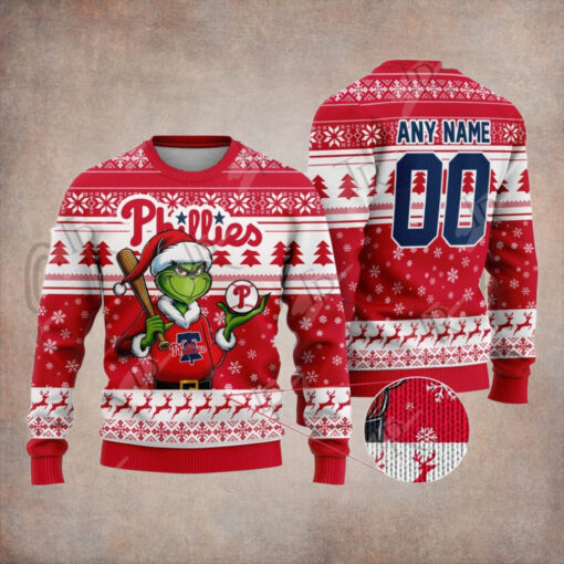 MLB Philadelphia Phillies Grinch Christmas Sweater Design