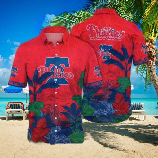 MLB Philadelphia Phillies Hawaiian Shirt Flower Tropical Trees Pattern For Fans