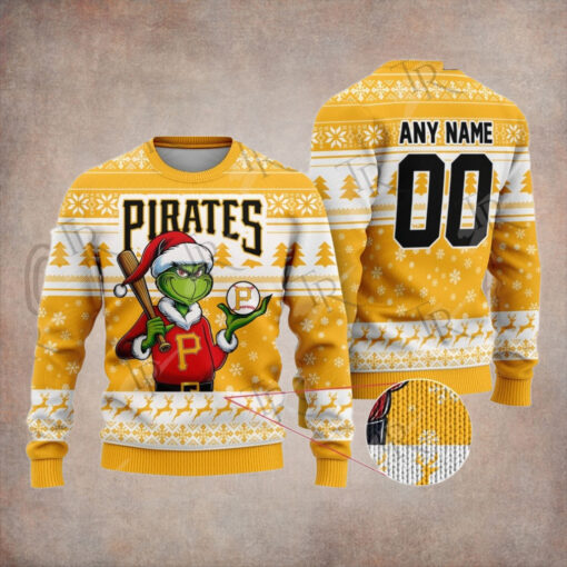 MLB Pittsburgh Pirates Grinch Christmas Sweater Design