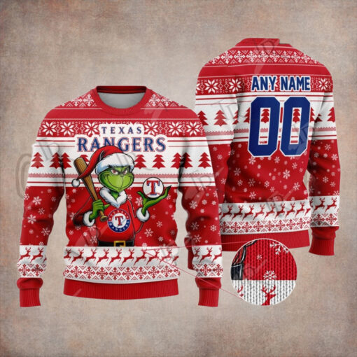 MLB Texas Rangers Grinch Christmas Sweater Design