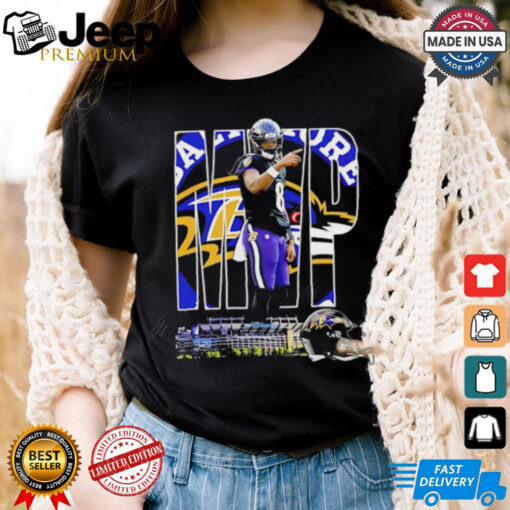 MVP Lamar Jackson Baltimore Ravens graphic helmet shirt