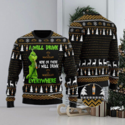 Macallan Grinch Will Drink Everywhere Ugly Sweater