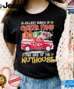 Mahomes, Kelce, Reid Jolliest Bunch Of Kc Chiefs Fans Of The Nuthouse Christmas Shirt