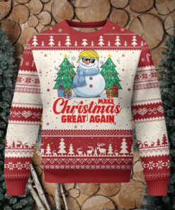 Make Christmas Great Again Ugly Christmas Sweater Funny Trump Snowman Xmas