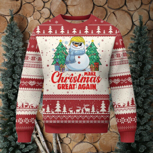 Make Christmas Great Again Ugly Christmas Sweater Funny Trump Snowman Xmas