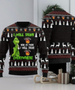 Malibu Grinch Will Drink Everywhere Ugly Sweater