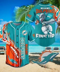 Mami Dolphins Fins Up Blue Design Baseball Jersey