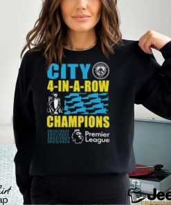 Manchester City 2024 Premier League Champions Four Years In A Row Unisex T Shirt