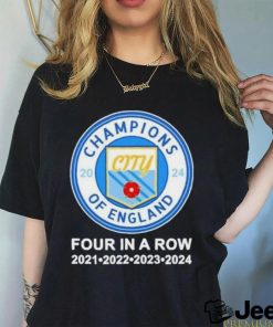 Manchester City Champions of England Four in a Row 2021 2022 2023 2024 Shirt