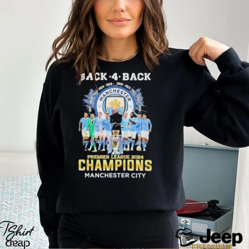 Manchester City Football Team 2024 Back 4 Back Premier League Champions Signature Shirt