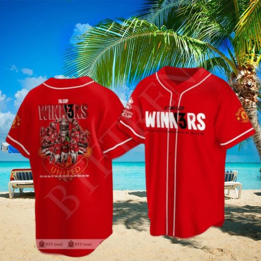 Manchester United FA Cup 13 Times Winn3rs Baseball Jersey