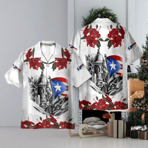 Manga Flower Puerto Rico 3D Hawaiian Shirt Holiday Gift