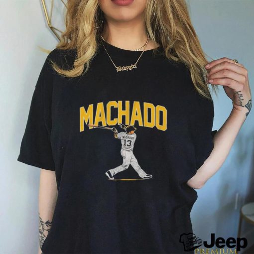 Manny Machado San Diego Padres slugger swing shirt