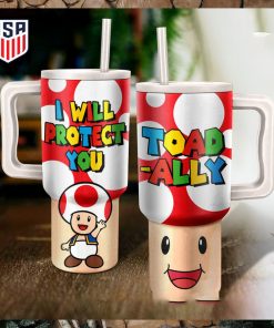 Mario Toad Ally I Will Protect You Tumbler With Handle