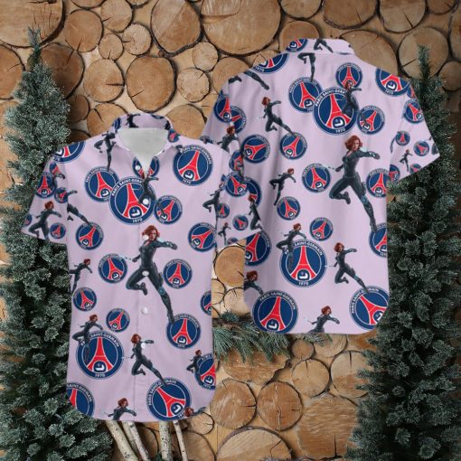 Marvel Avengers Attire Natasha Romanoff Hawaiian Camp Shirt Paris Saint Germain Fc