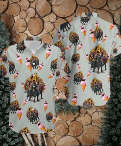 Marvel Avengers Clothes Rocket Raccoon Hawaiian Shirt With Suit Ice Cream Cone Sundae