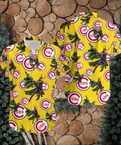 Marvel Avengers Edge Game Loki Hawaiian Button Up Shirt Mens Chicago Cubs