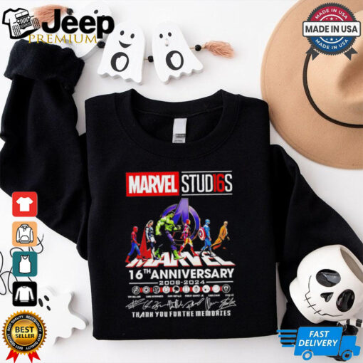 Marvel Studi16s 16th anniversary 2008 2024 thank you for the memories signatures shirt