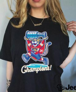 Mascot Florida Panthers raising cup Champions 2024 shirt