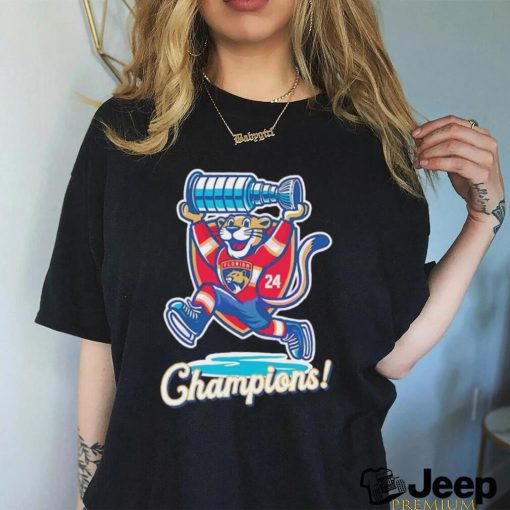 Mascot Florida Panthers raising cup Champions 2024 shirt