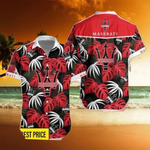 Maserati Leaf Pattern Tropical Hawaiian Shirt And Shorts Beach Gift