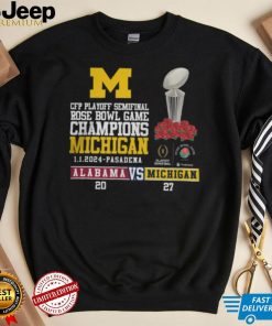 Mden Merch Michigan Beat Alabama Football 2024 Rose Bowl Game Champions Score 27 20 Shirt