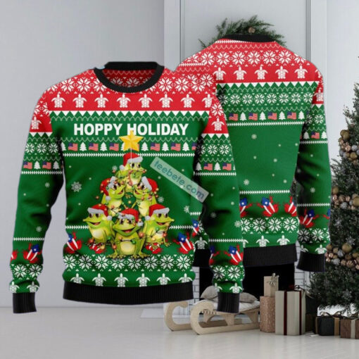 Meme Green Frog Xmas Tree Xmas Sweaters For Ladies