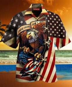 Men’s American Flag Eagle Print Collar Trendy Hawaiian Shirt