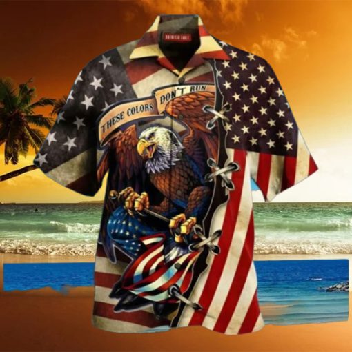 Men’s American Flag Eagle Print Collar Trendy Hawaiian Shirt