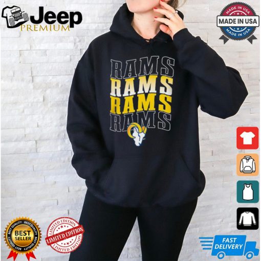 Men’s Starter Black Los Angeles Rams Four Team Name Logo T Shirt