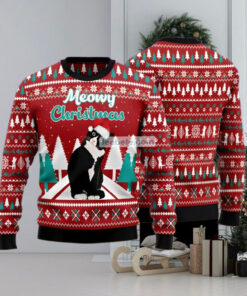 Meowy Christmas Tree Red Ugly Xmas Sweater