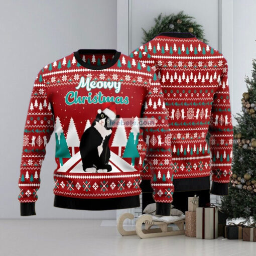 Meowy Christmas Tree Red Ugly Xmas Sweater
