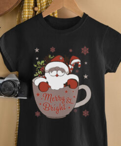 Merry And Bright Christmas Cute Santa Funny Family Xmas shirt