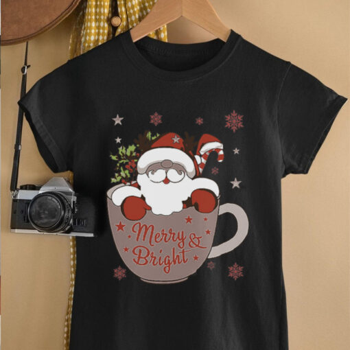 Merry And Bright Christmas Cute Santa Funny Family Xmas shirt