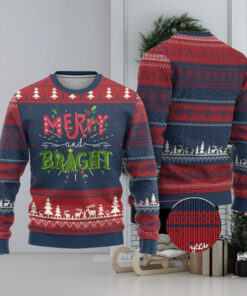 Merry And Bright Christmas Tree Xmas Holiday Ugly Christmas Sweater