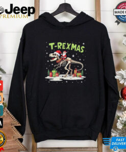 Merry Christmas Christmas Dinosaur T-Rexmas 2024 shirt, festive and fun holiday design featuring a T-Rex in Christmas attire, perfect for dinosaur lovers and celebrating the season with a twist.
