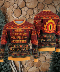 Merry Christmas You Filthy Hobbitses Ugly Christmas Sweater, Lord of the Rings Ugly Sweater