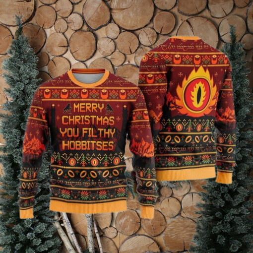 Merry Christmas You Filthy Hobbitses Ugly Christmas Sweater, Lord of the Rings Ugly Sweater