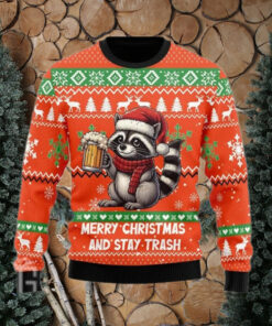 Merry Christmas and Stay Trash Raccoon Sweater