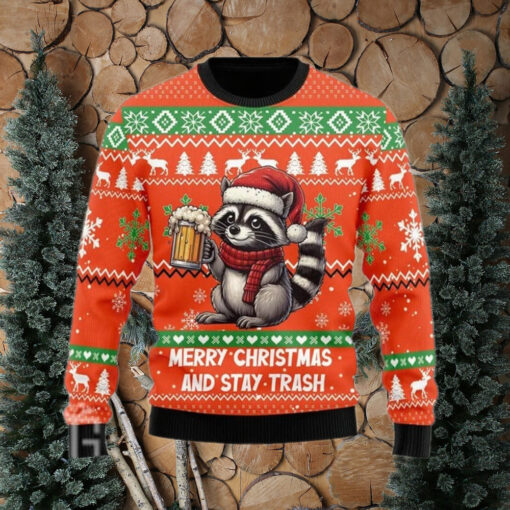 Merry Christmas and Stay Trash Raccoon Sweater