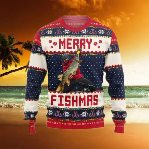 Merry Fishmas Gift For Fishing Lovers Personalized Photo Ugly Sweater