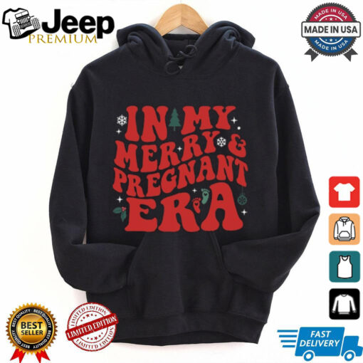 Merry & Pregnant Era Shirt, Pregnancy Reveal Christmas Shirt