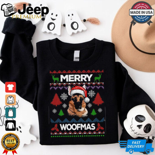 Merry Woofmas Ugly Sweater Christmas German Shepherd Lover Sweatshirt German Shepherd T Shirt