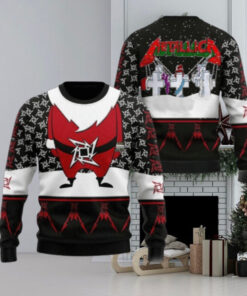 Metallica Merry Christmas Master Of Puppets Santa Style Snowy Night Holiday Ugly Sweater 2024