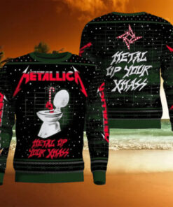 Metallica Metal Up Your Xmass Funny Iconic Toilet Candy Crane Ugly Christmas Sweater