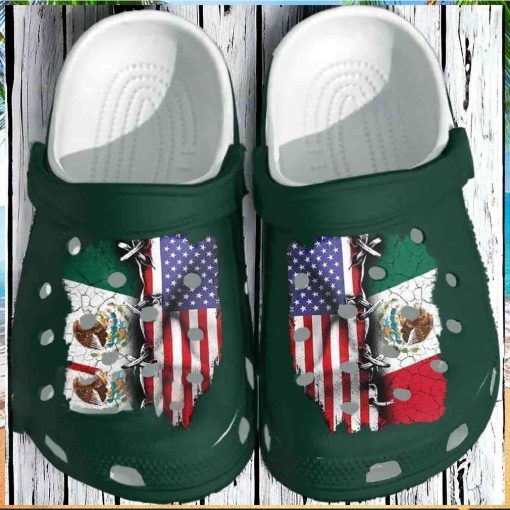 Mexico And America Flag Crocs