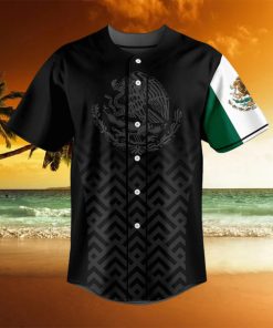 Mexico Coat Of Arms And Flag Black Pattern Baseball Jersey Shirt Gift For Men And Women