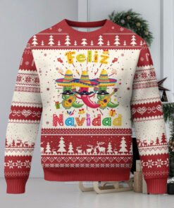 Mexico Xmas Ugly Christmas Sweater Feliz Navidad Mexican Fiesta Hot Pepper Guitar Party